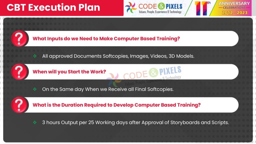 CBT Execution Plan Computer-Based Training Code and Pixels